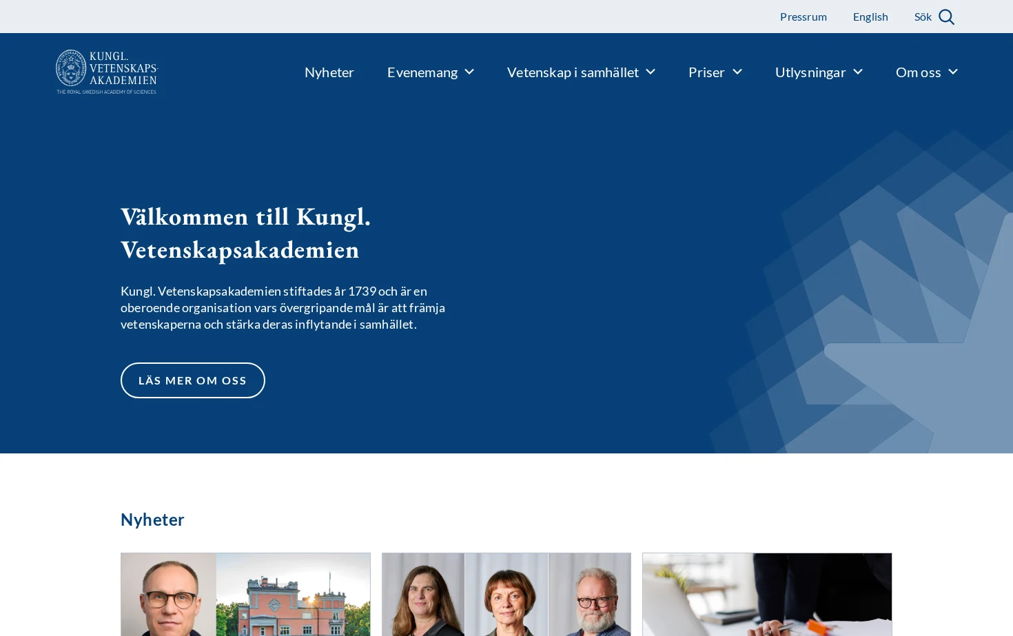 Kungl. Vetenskapsakademien 页面快照